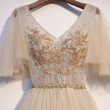 V-neck bridesmaids dress, slim and long birthday party dress, fairy temperament evening dress