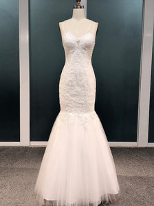 Mermaid bridal dress, white wedding dress,sexy backless wedding dress