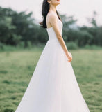 Simple light wedding dress, fairy bridal dress, spaghetti strap wedding dress