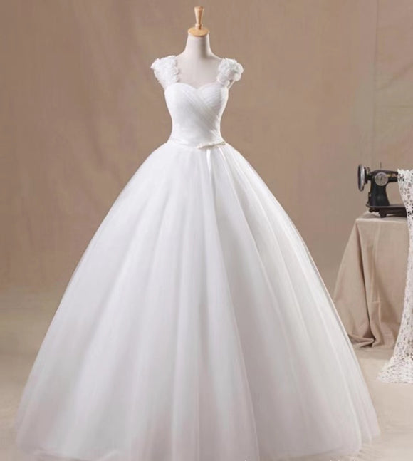 Strapless wedding dress, sweet princess bouffant dress ,white wedding dress